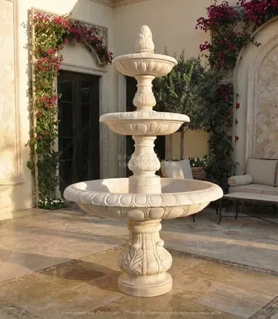 Three Tiered Fountain in Light Rosetta Marble