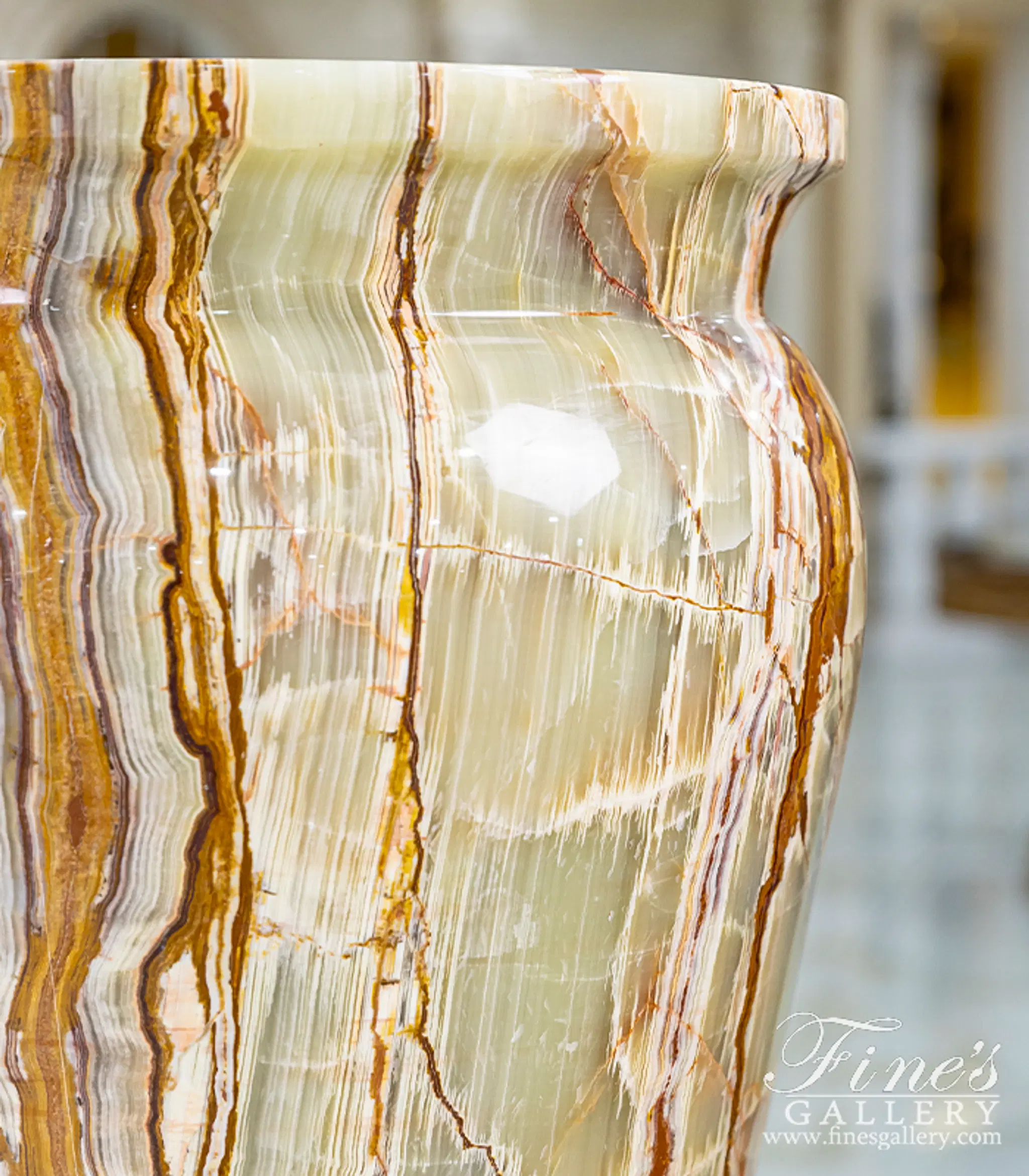A Contemporary Urn Fountain in Stunning Green Onyx — Model MF-1735 — detail view 4