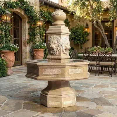 Old World Tuscany Gardens Travertine Fountain