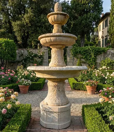 Vintage Collection - Tiered Fountain In Light Travertine
