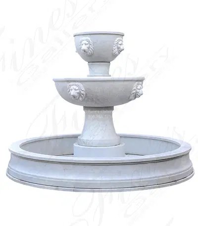 White Marble Regal Lions Fount