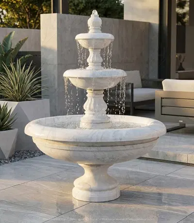Simplistic White Marble Fountain