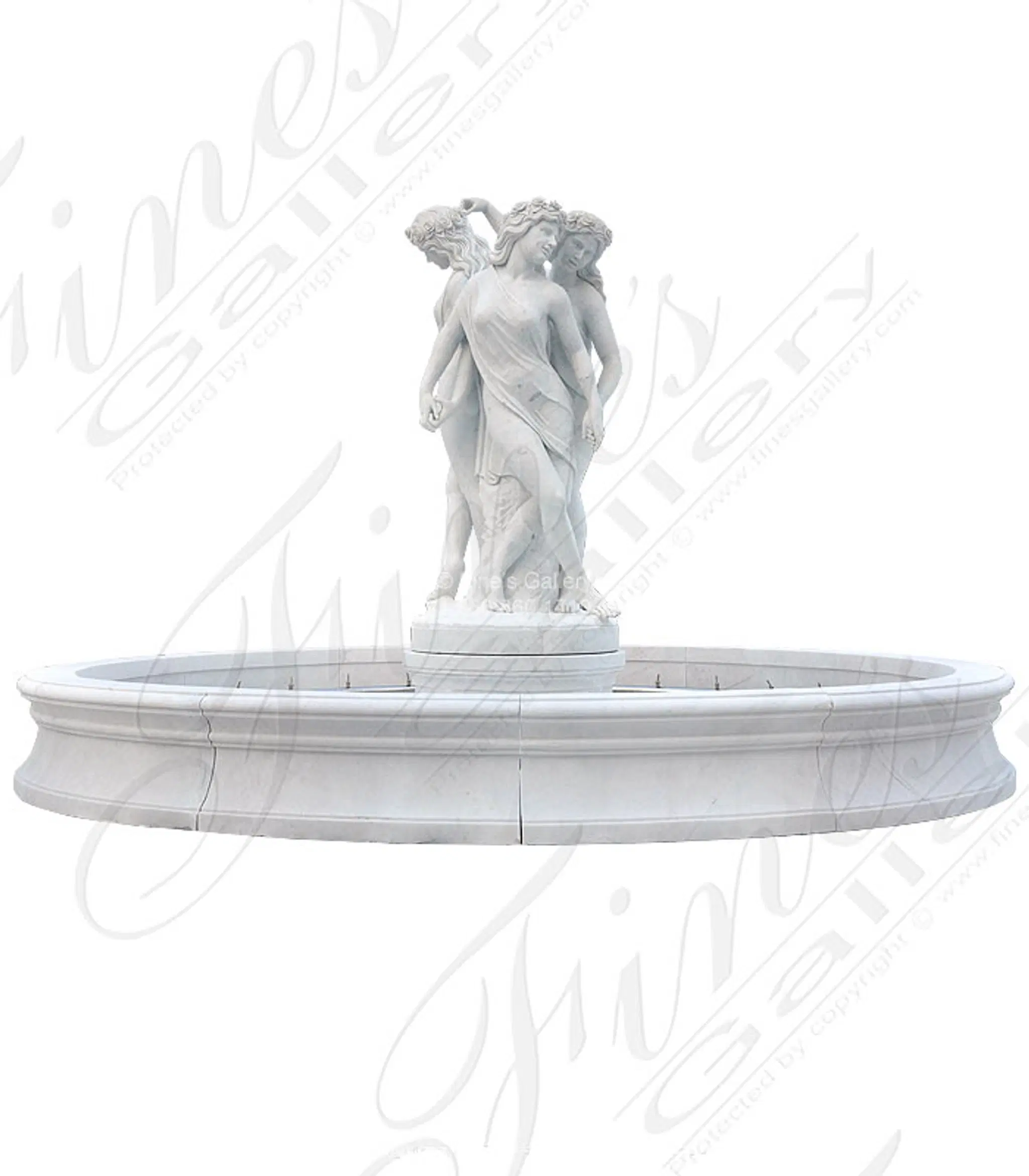 Graceful Beauties Fountain in Statuary Marble 