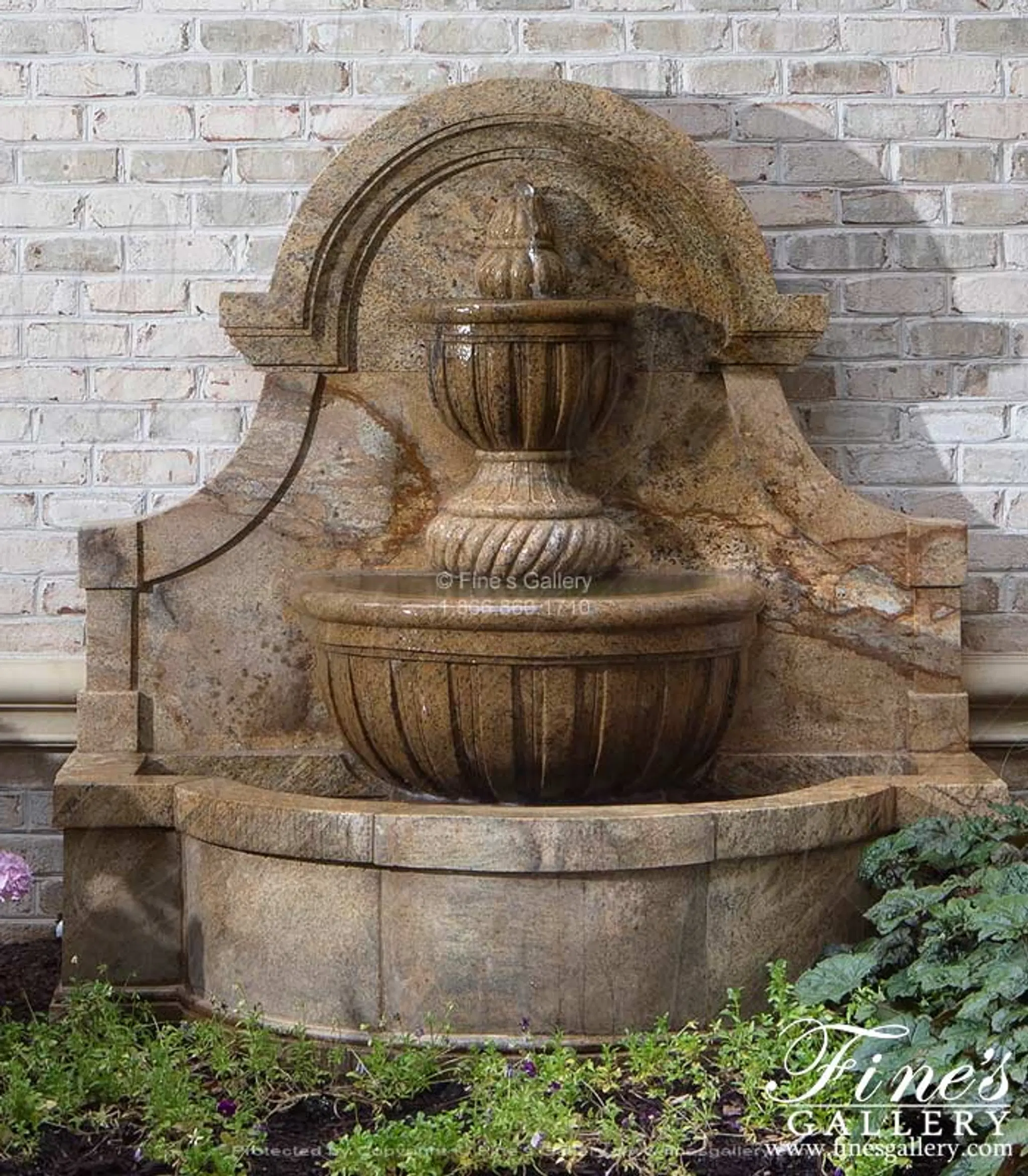 Marble Fountains - A Tiered Style Wall Fountain In Solid