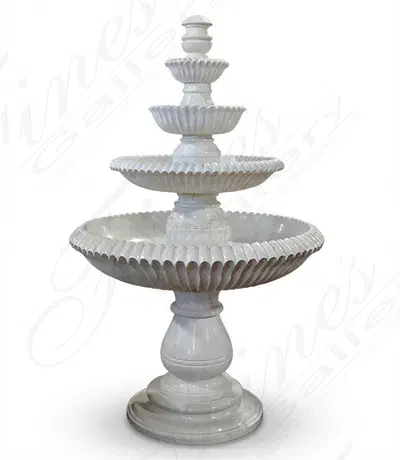 Scalloped Cream Marble Fountain