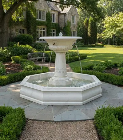 Classic Cream Limestone Fountain Feature