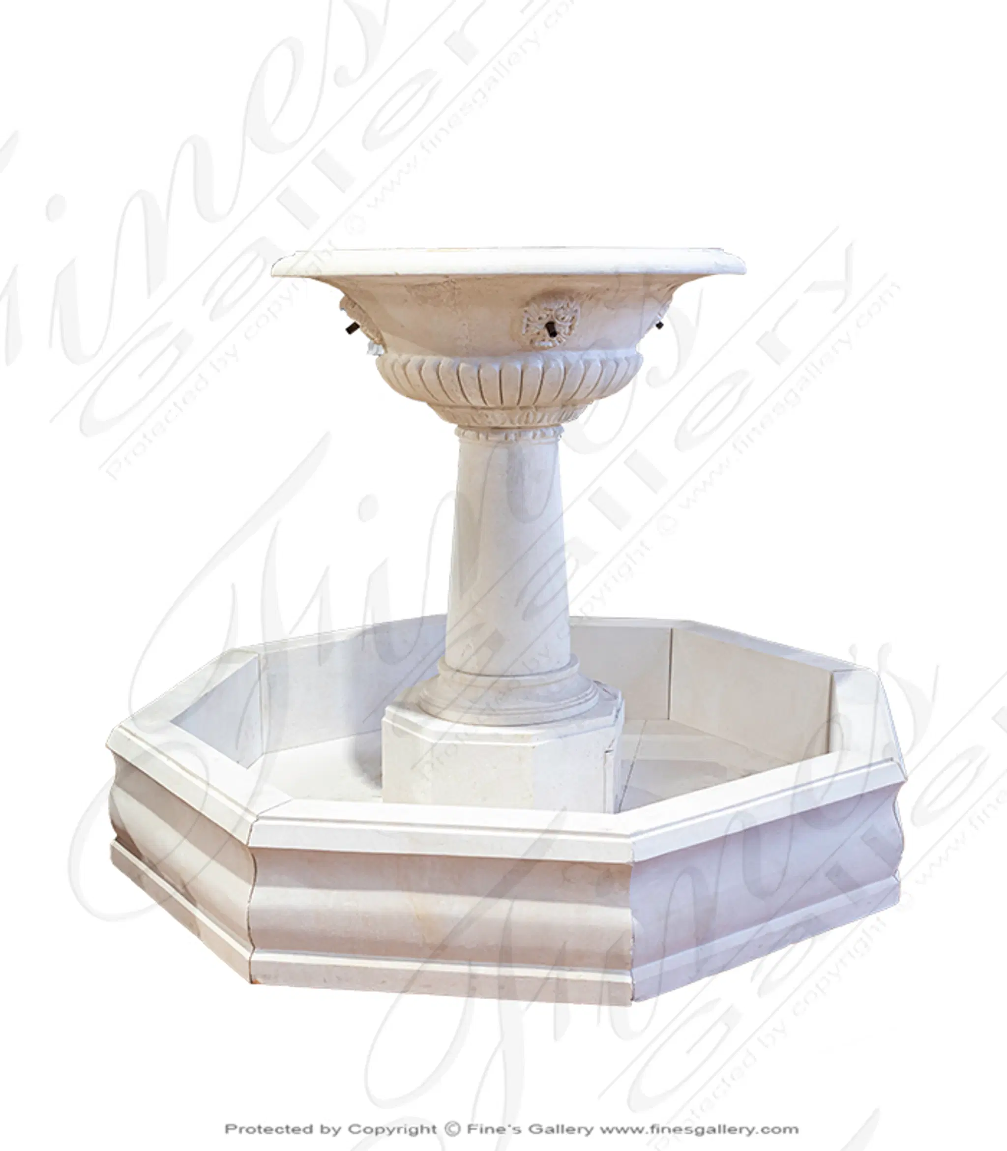 Classic Cream Limestone Fountain Feature — Model MF-1848 — Hand-Crafted by Fine's Gallery