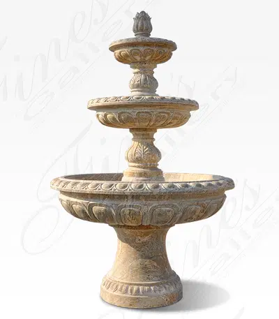 Three Tiered Antique Gold Granite Fountain