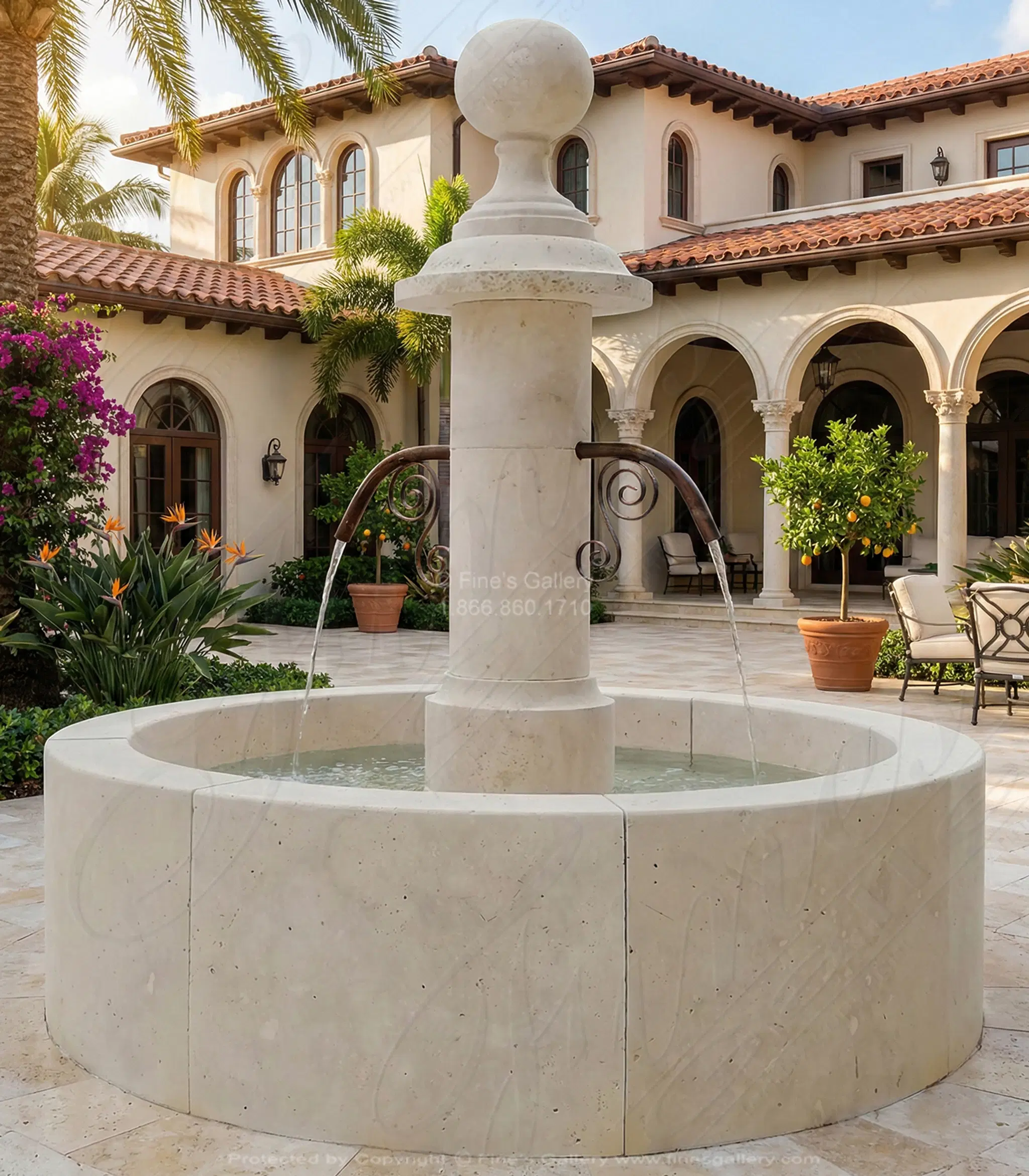Countryside Fountain From Italy, Italian Quarried Roman Travertine