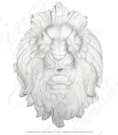 Regal Pure White Marble Lion Head Fountain Feature ( Mountable )