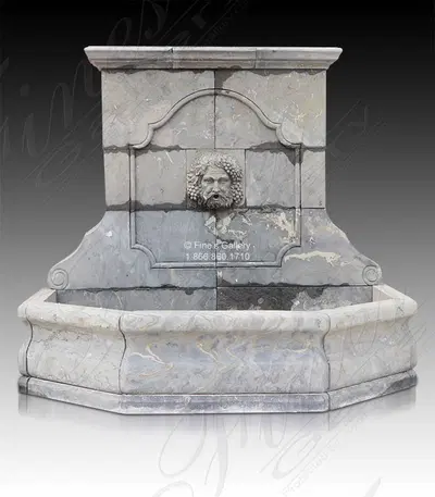 Antique Gray Bacchus Marble Wall Fountain