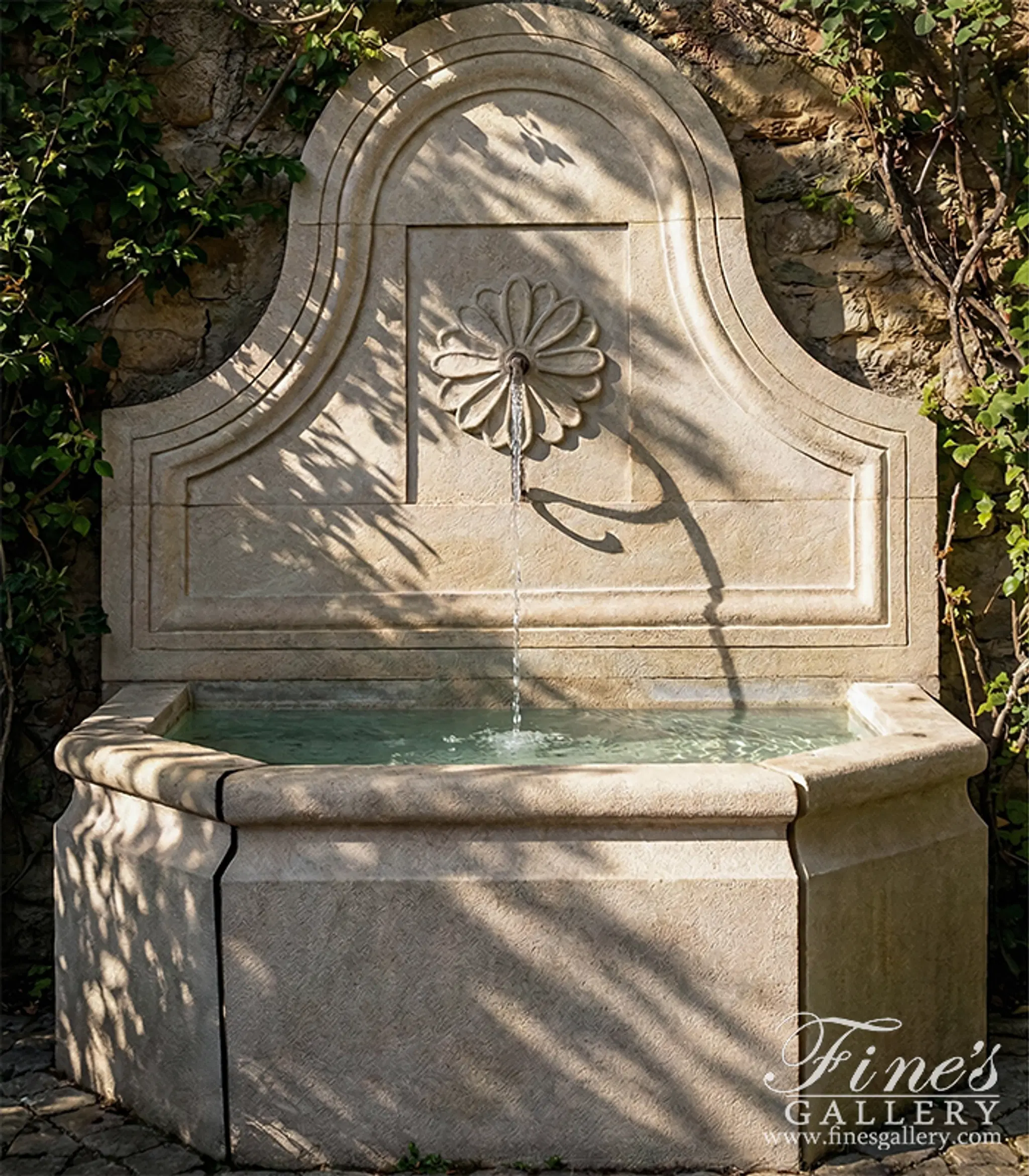 French Limestone Wall Fountain
