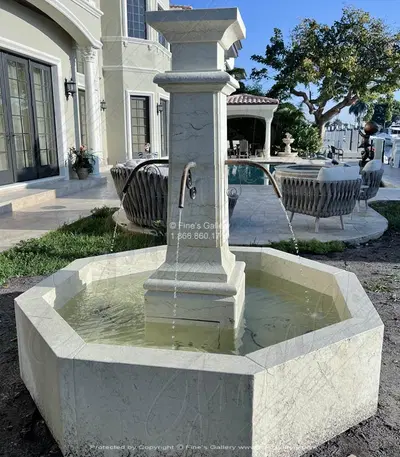 Italian Perlino Marble Single Post Fountain