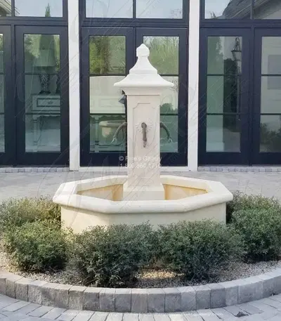French Limestone Countryside Fountain