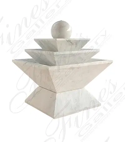 Contemporary White Marble Fountain with Polished Finish