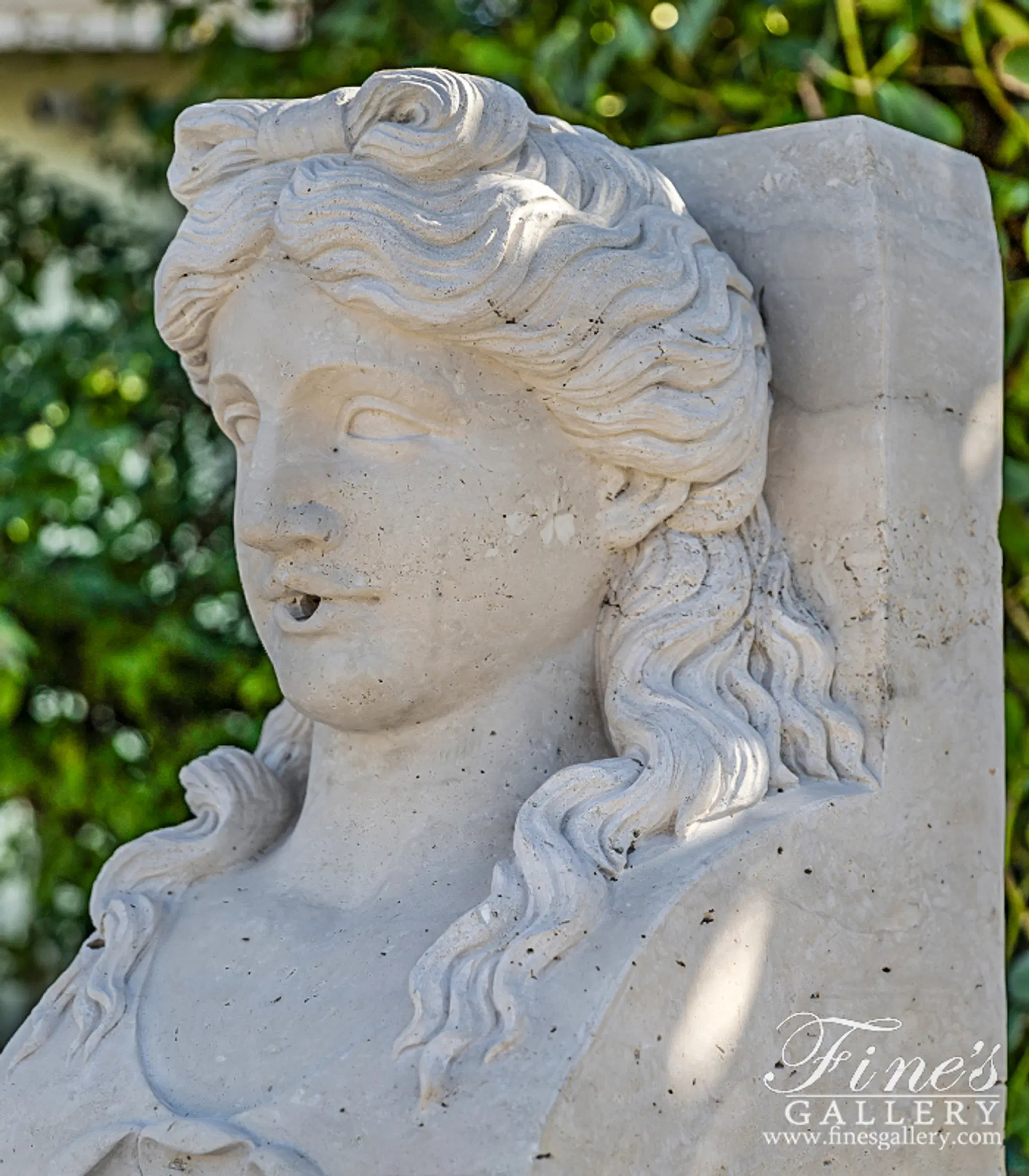 Roman Lady Fountain In Hand Carved Italian Travertine — Model MF-1954 — detail view 4