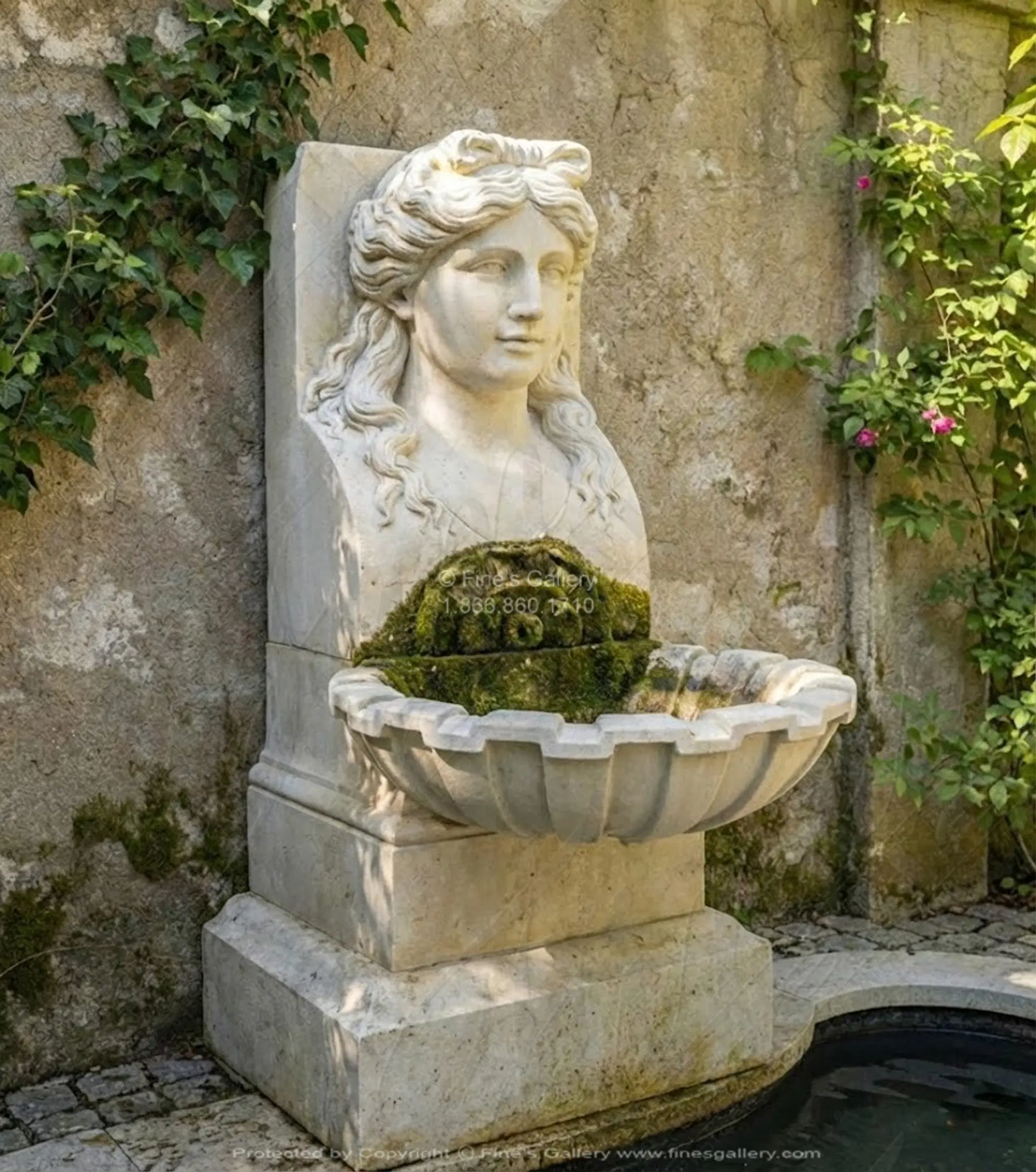 Roman Lady Fountain In Hand Carved Italian Travertine