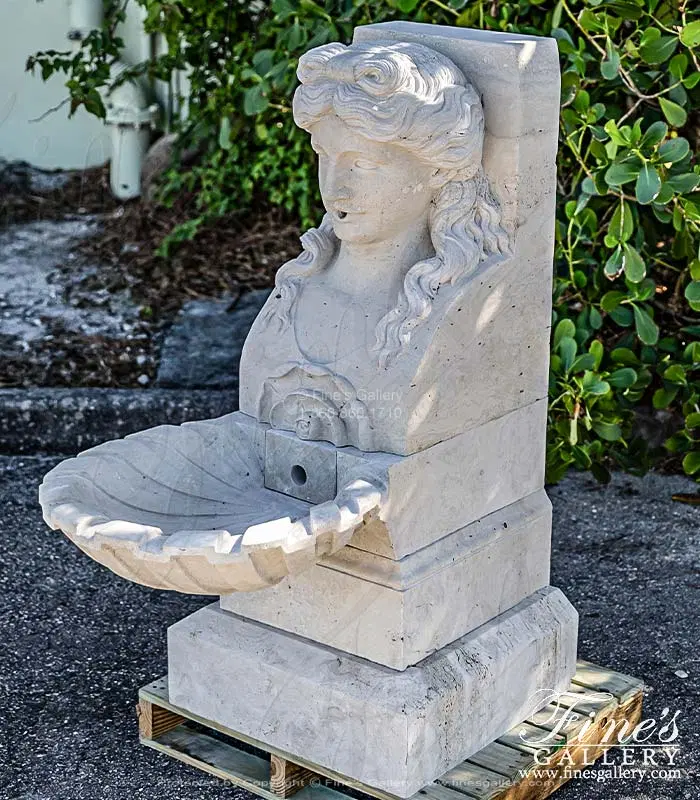 Roman Lady Fountain In Hand Carved Italian Travertine