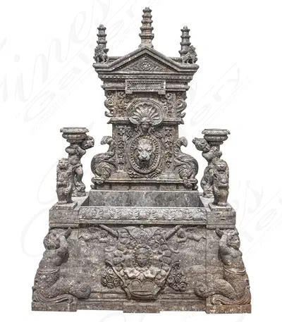 Kings Castle Antique Gray Natural Stone Wall Fountain