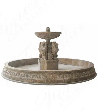 Solid Antique Gold Granite Lion Themed Fountain Feature