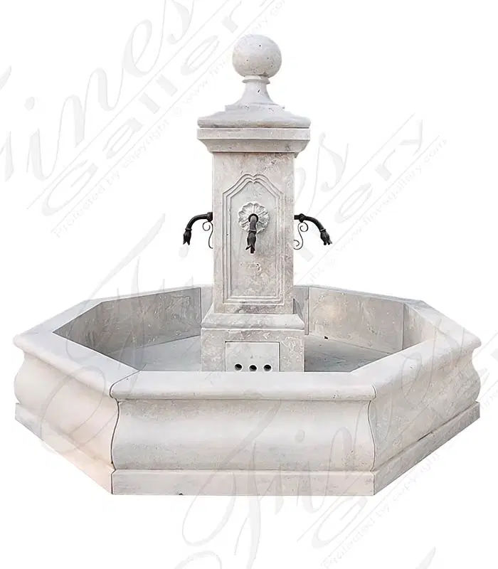 French Country Single Post Fountain in Travertine