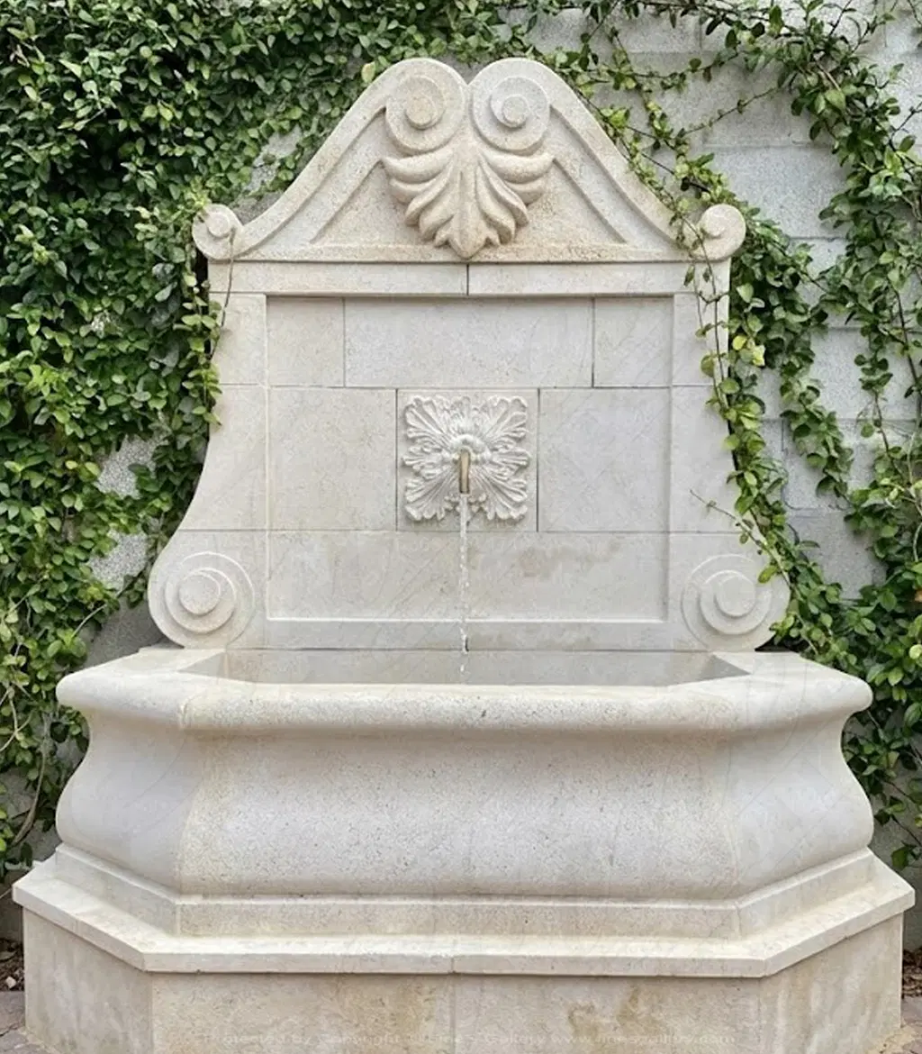 French Limestone Wall Fountain