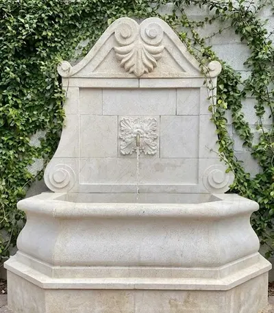 French Limestone Wall Fountain