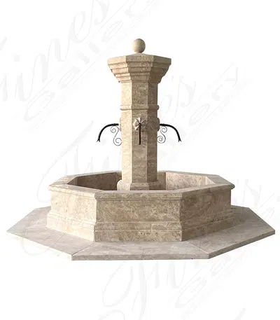 Oversized Old World Fountain in Travertine