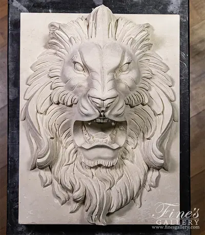 French Limestone Lion Head Wall Mount Fountain Feature