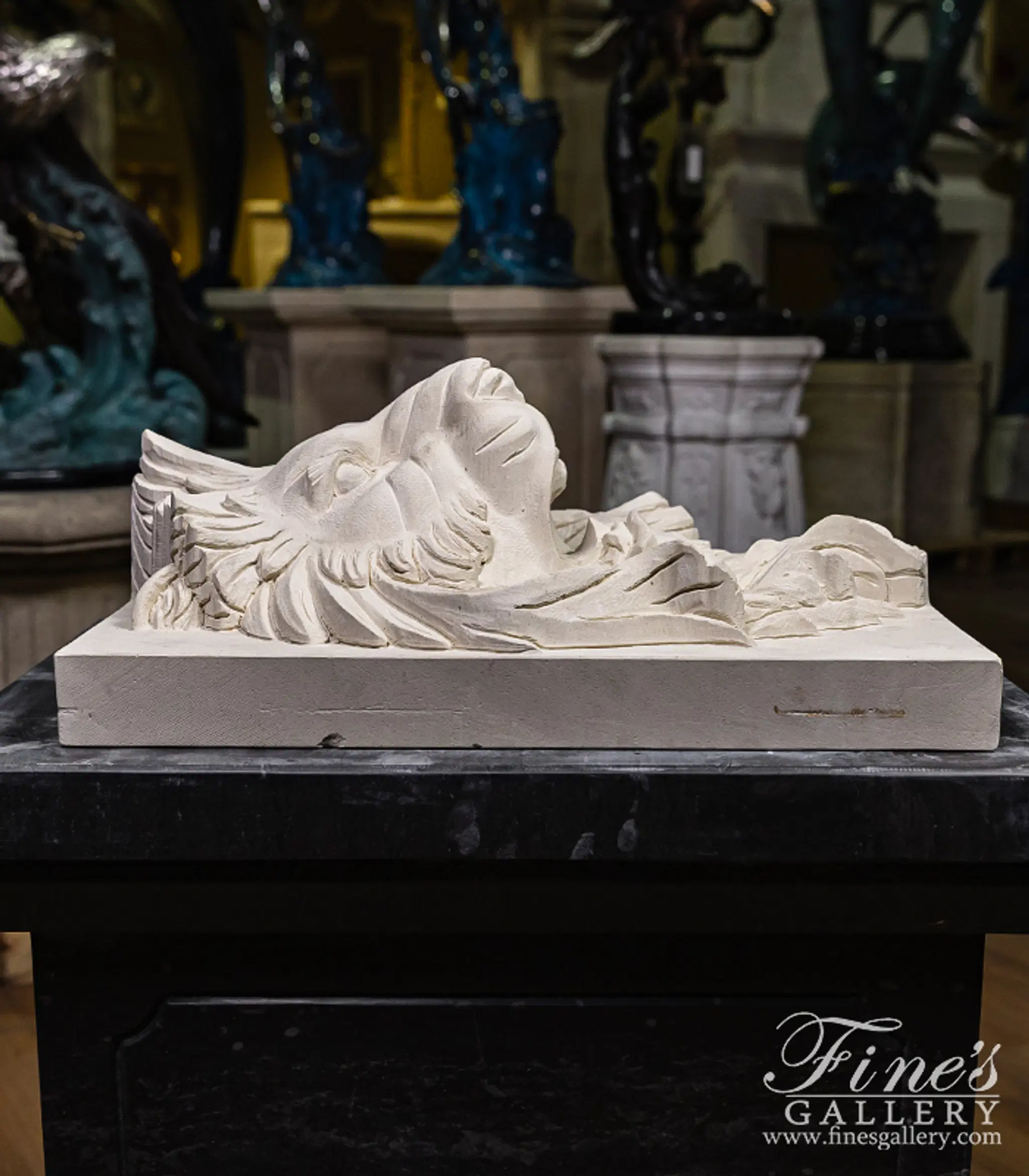 French Limestone Lion Head Wall Mount Fountain Feature — Model MF-2022 — detail view 8