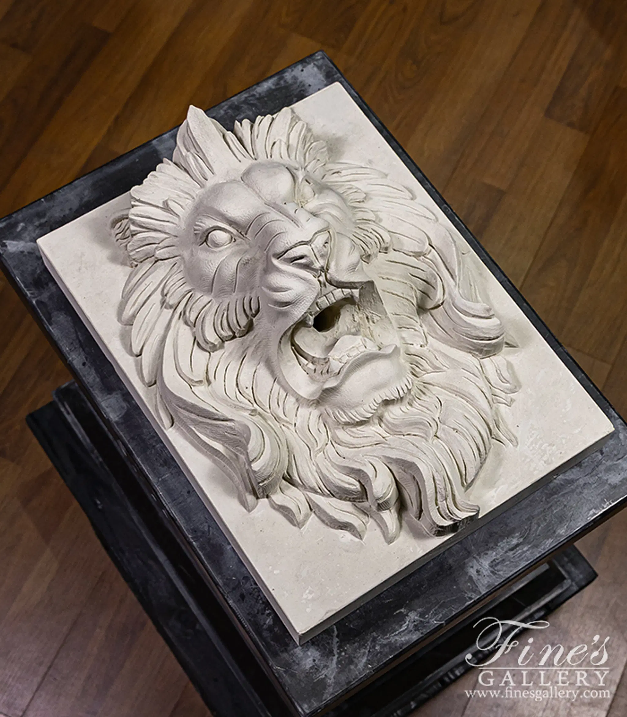 French Limestone Lion Head Wall Mount Fountain Feature — Model MF-2022 — detail view 10