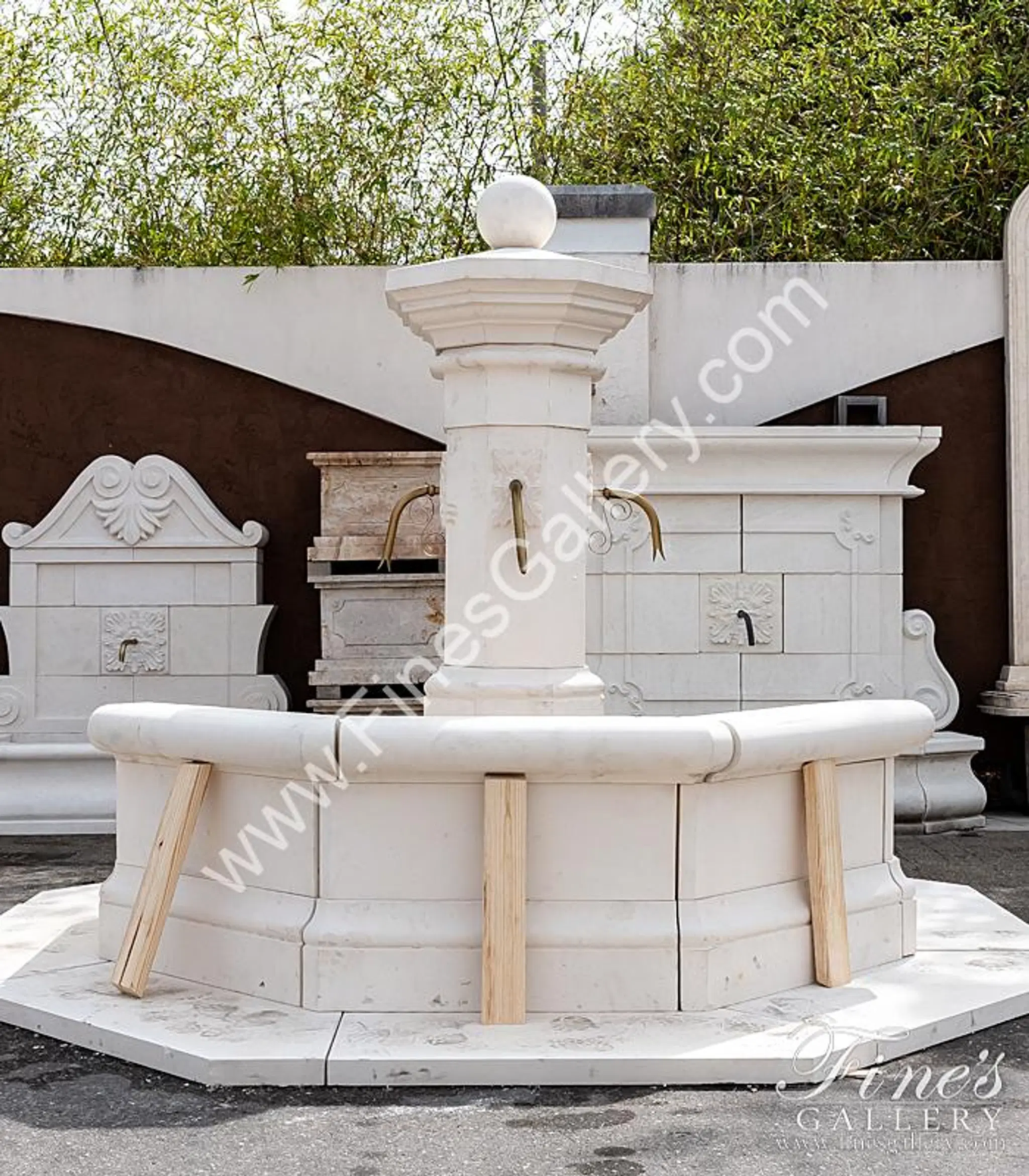 Old World French Limestone and Italian Marble Fountain