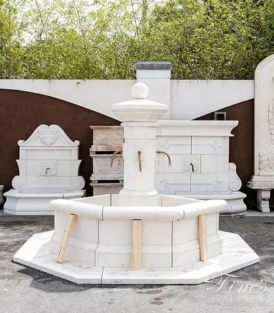 Oversized French Limestone Countryside Fountain