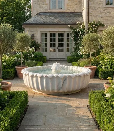 Lotus Shaped Marble Fountain Bowl