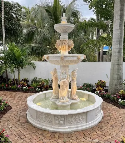 Multicolored Marble and Onyx Greco Roman Fountain