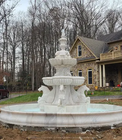 Exquisite Hand Carved Marble Pegasus Fountain