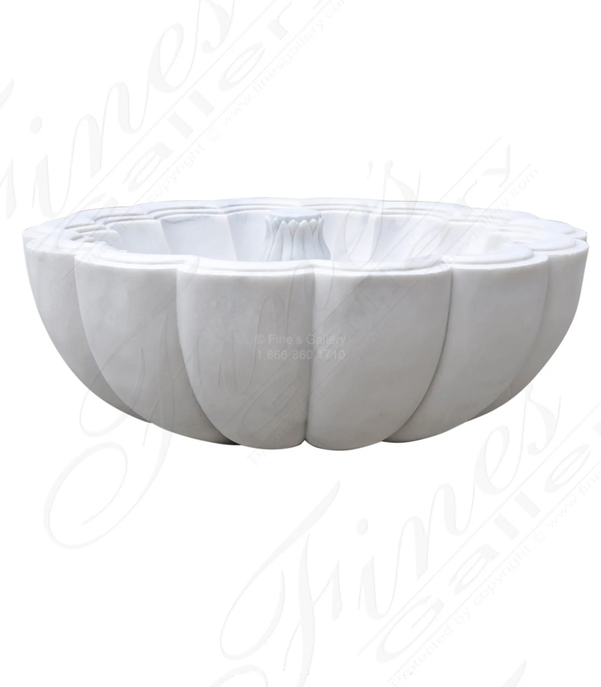 Single Tier White Marble Garden Fountain — Model MF-2081 — detail view 1