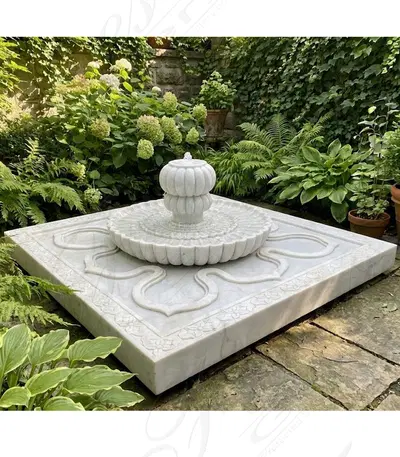 Ornately Carved Marble Garden Fountain