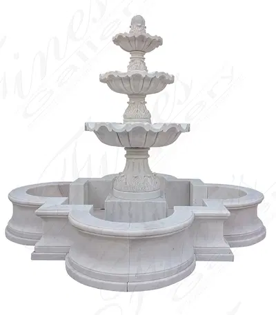 Three Tiered Lotus Shaped Fountain w/Accanthus carvings