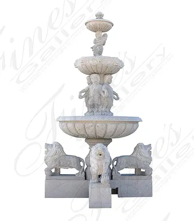 Lions and Cherubs Fountain in Imperial Granite