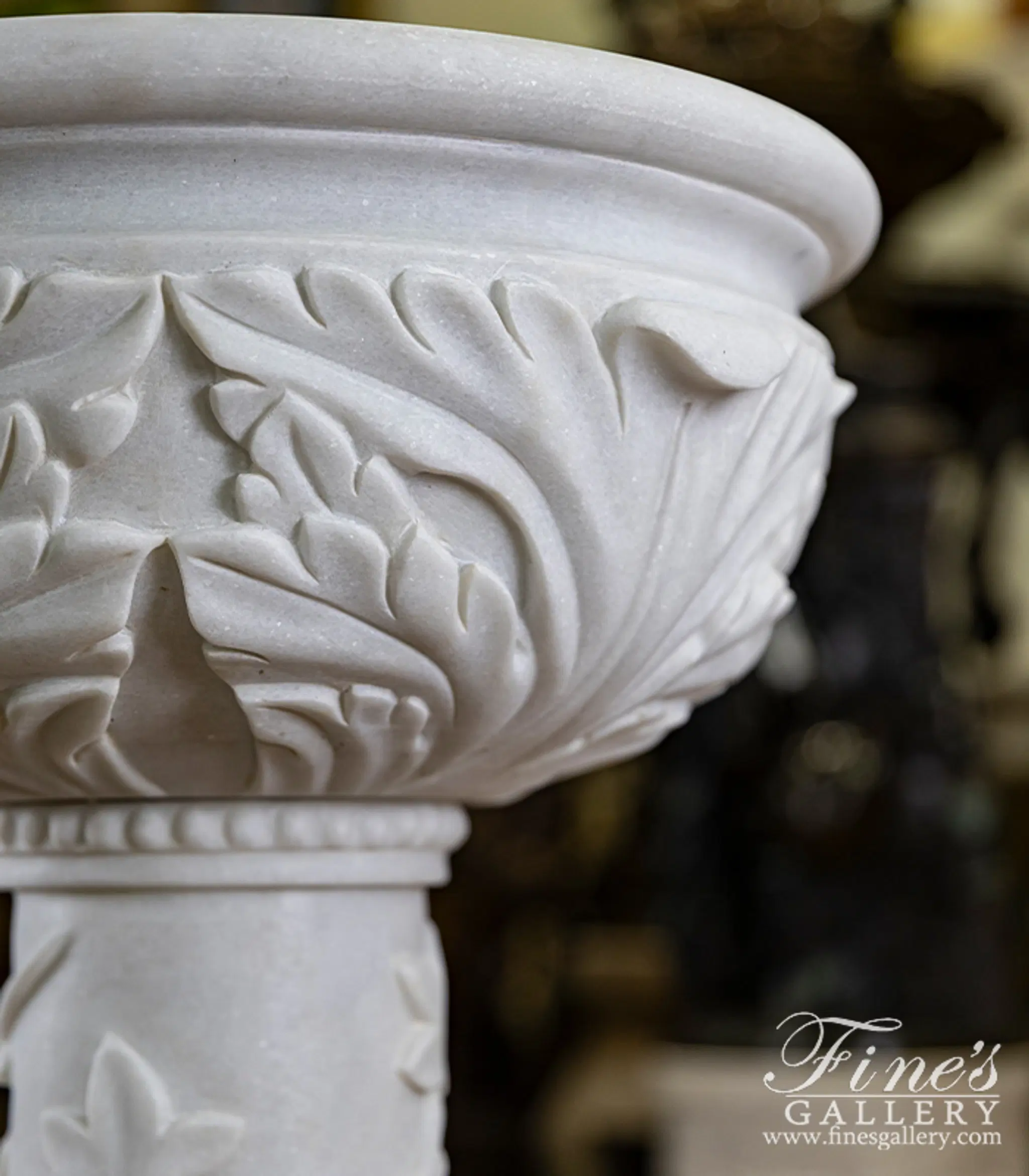 Vine and Leaf Birdbath in Statuary Marble — Model MF-2175 — detail view 5