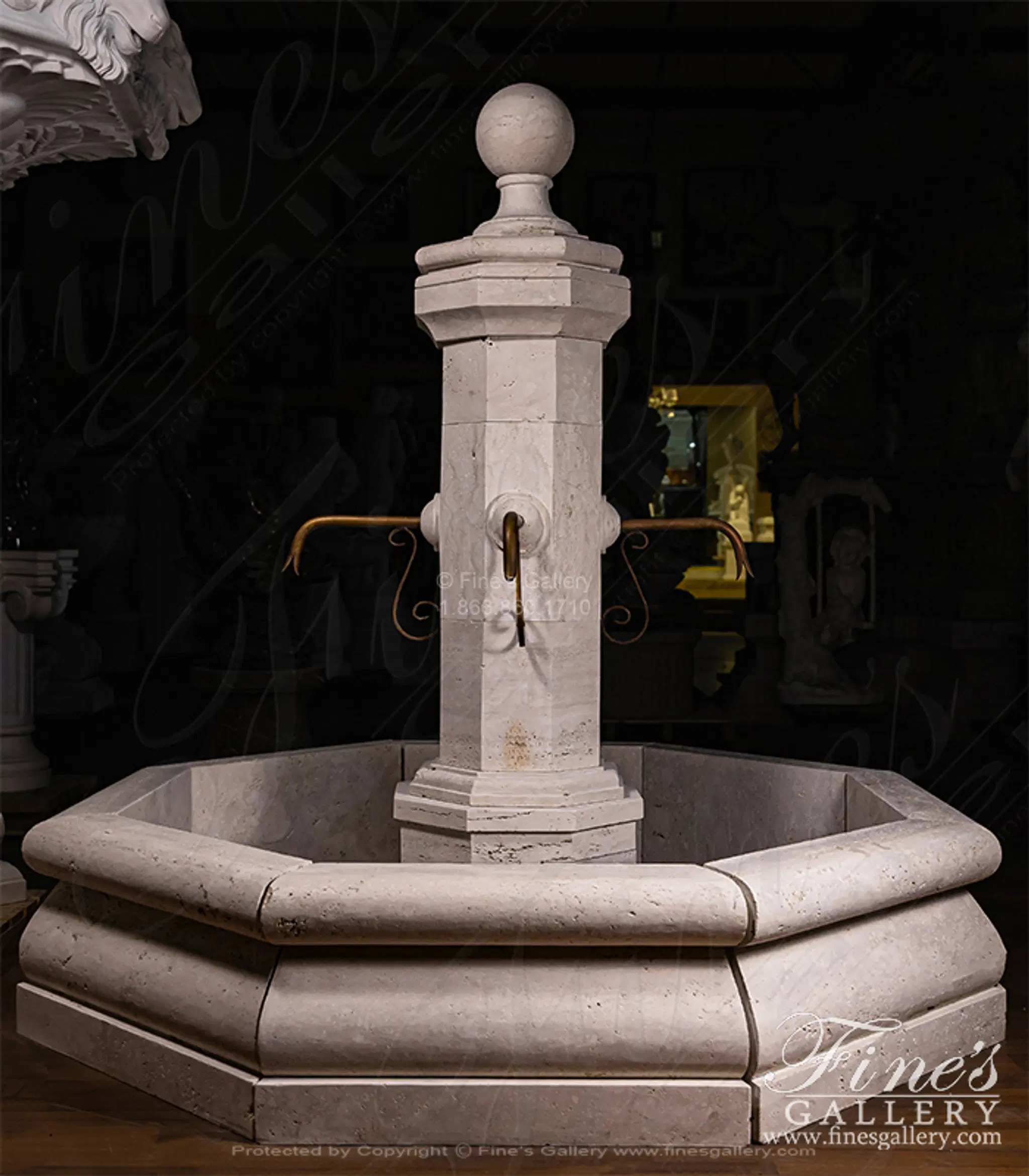 Countryside Fountain in Italian Roman Travertine