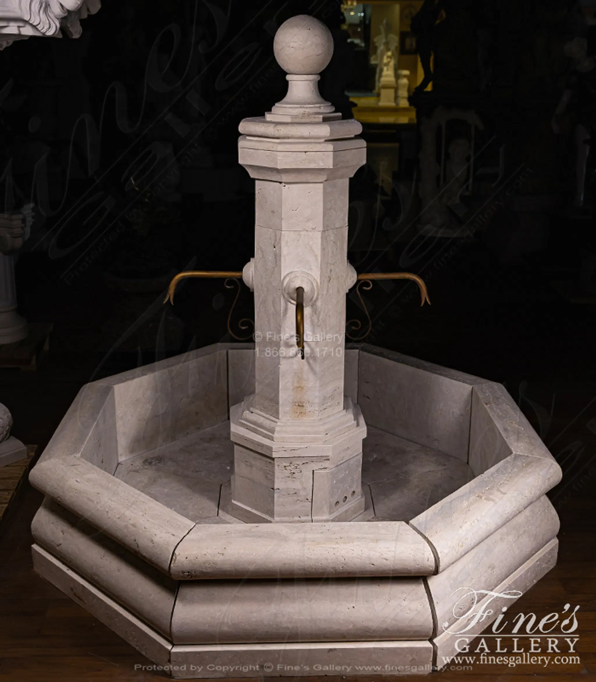 Countryside Fountain in Italian Roman Travertine