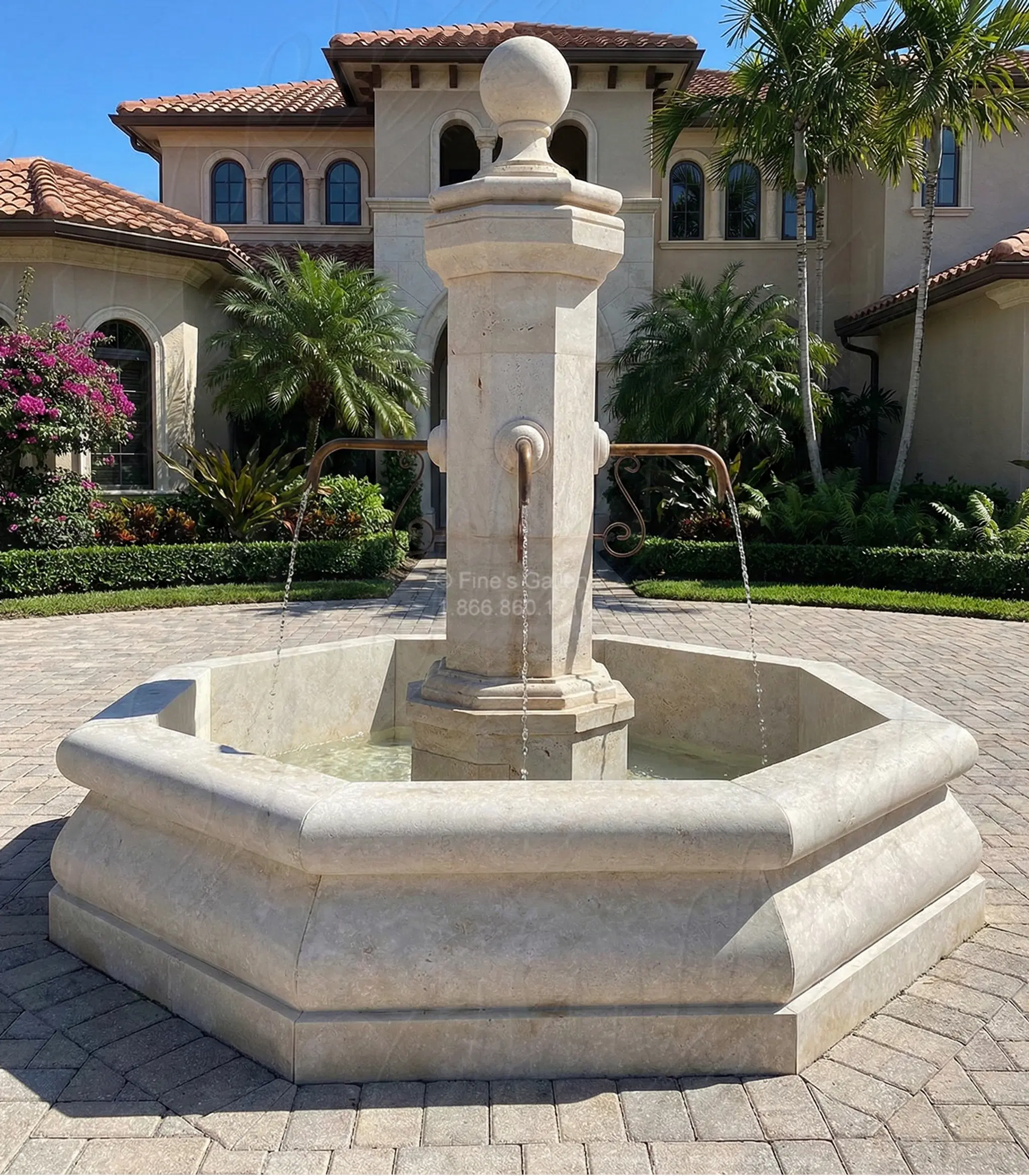 Countryside Fountain in Italian Roman Travertine
