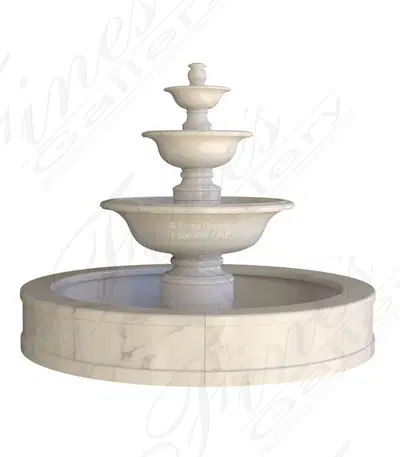 Simplistic Three Tiered Fountain in Statuary Marble