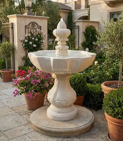 48" Single Tier Fountain in French Limestone