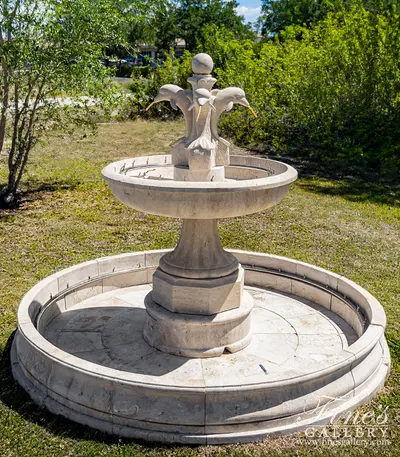 Dolphin Themed Fountain in Hand Carved Light Travertine