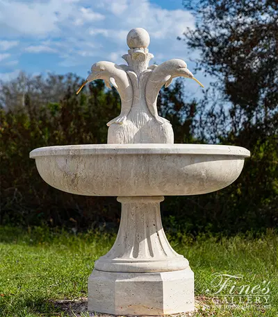 Dolphin Themed Fountain in Hand Carved Light Travertine