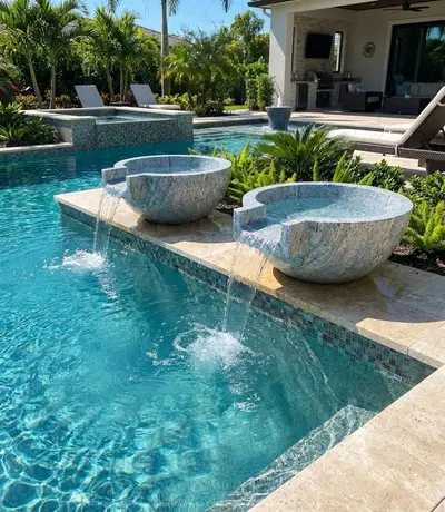 Contemporary Classic Granite Fountains ( Swimming Pool Application )