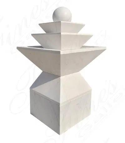 A Classic Contemporary Fountain in Statuary White Marble